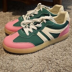 Green and Pink Boutique Sneakers -NEW